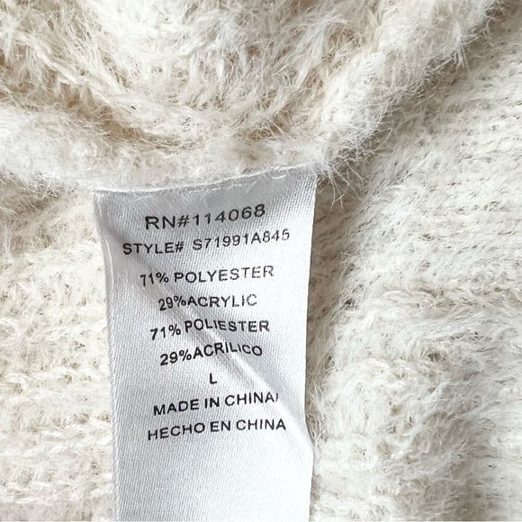 LOUNA Sweater Fuzzy Eyelash Ribbed Knit Colorblock Striped Crew Neck Pullover L - Picture 7 of 9